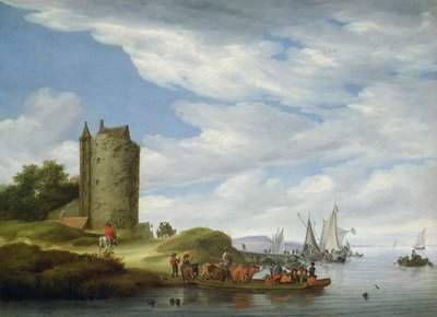 Flussmündung mit Wachturm von Salomon van Ruisdael or Ruysdael